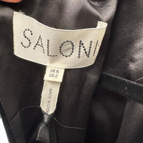 NWT Saloni Black Sleeveless High Neck Fleur Velvet Rose Applique Top Womens 6 - Picture 12 of 12